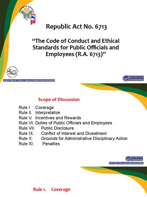 RA 6713: Code of Conduct and Ethical Standards.